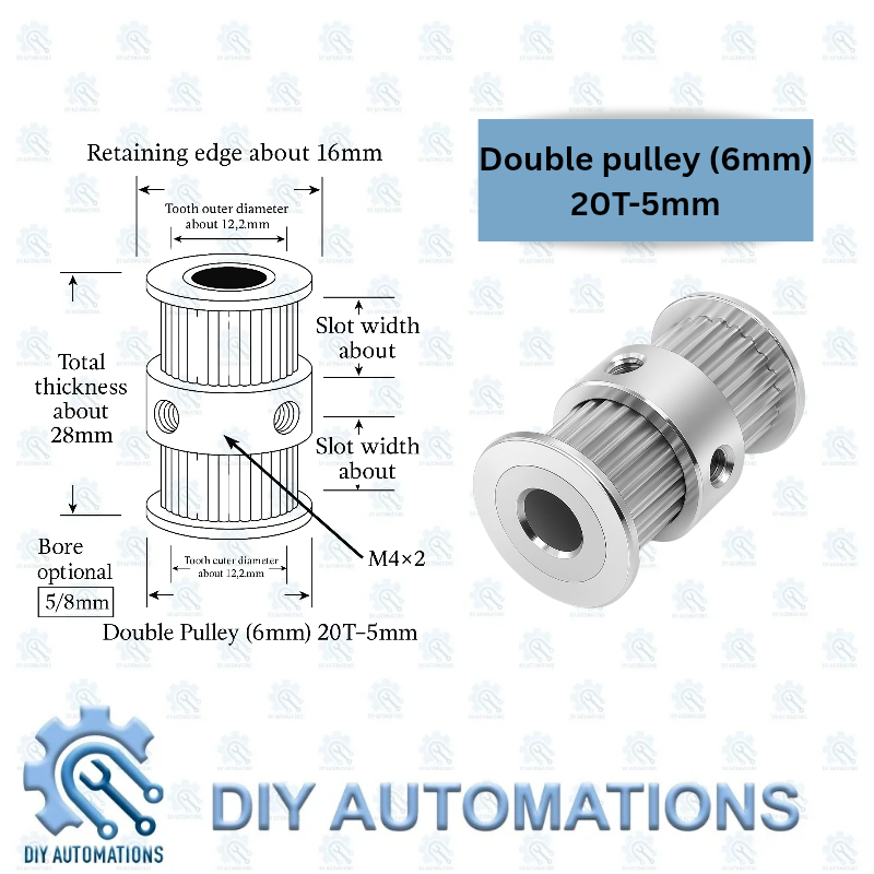 Double Pulley (6mm) 20T-5mm (SILVER)