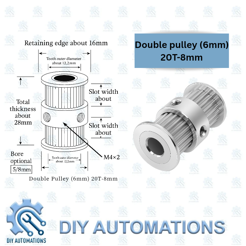 Double Pulley (6mm) 20T-8mm (SILVER)