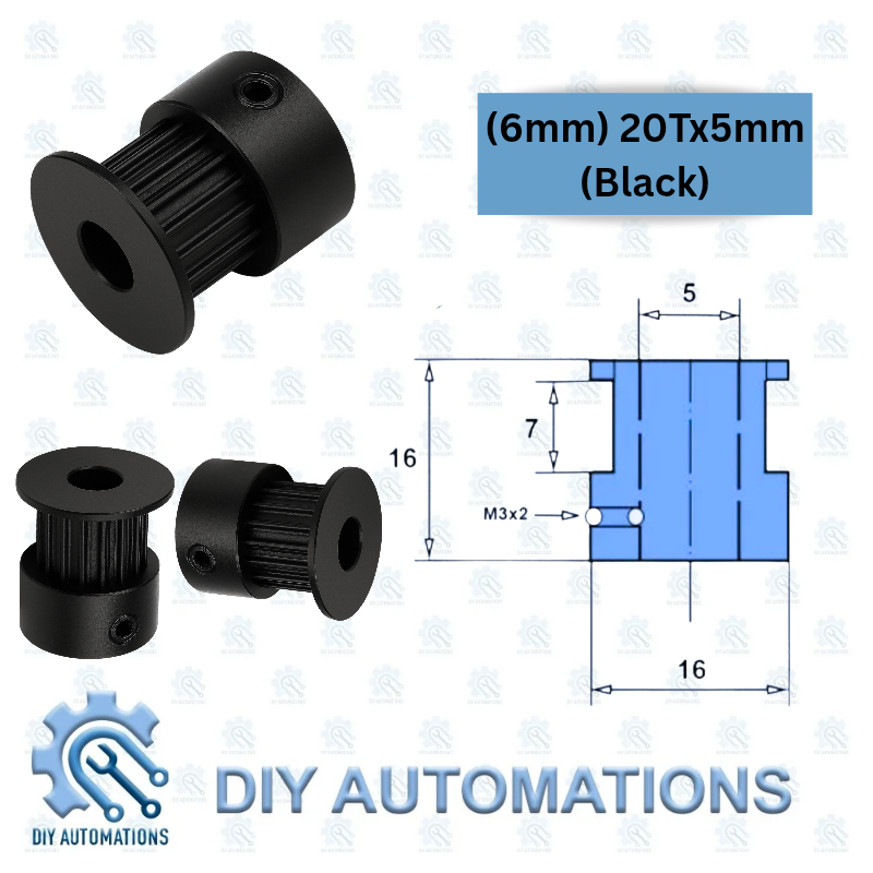 Pulley (6mm) 20T-5mm (BLACK)