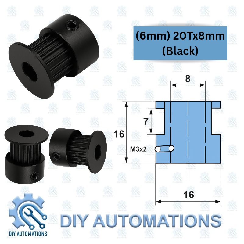 Pulley (6mm) 20T-8mm (BLACK)
