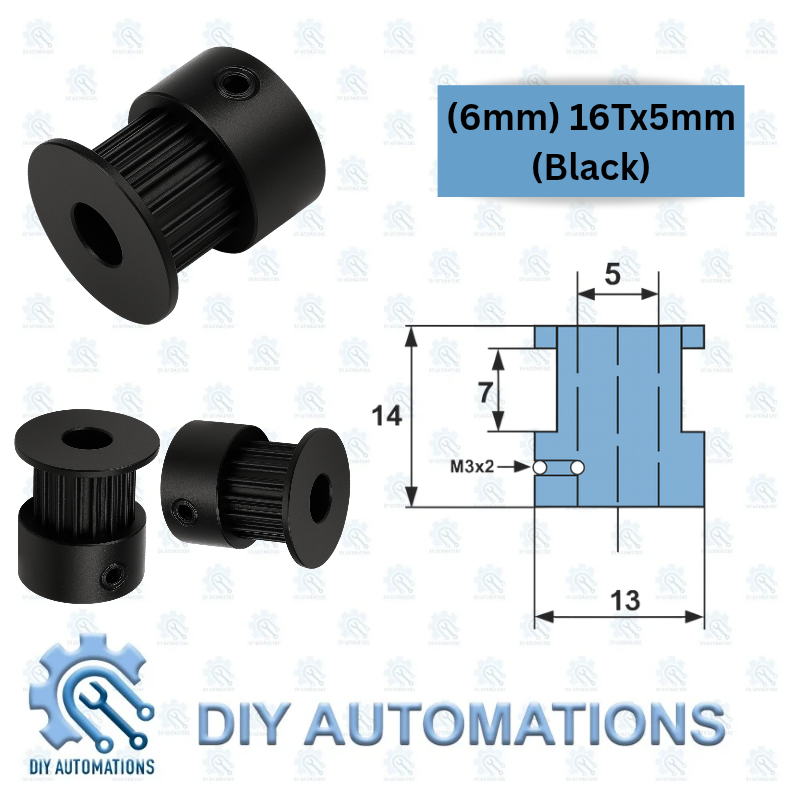 Pulley (6mm) 16T-5mm (BLACK)