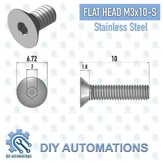 (Flat Head Counter Sink Screw) Csk M3x10 (SILVER)