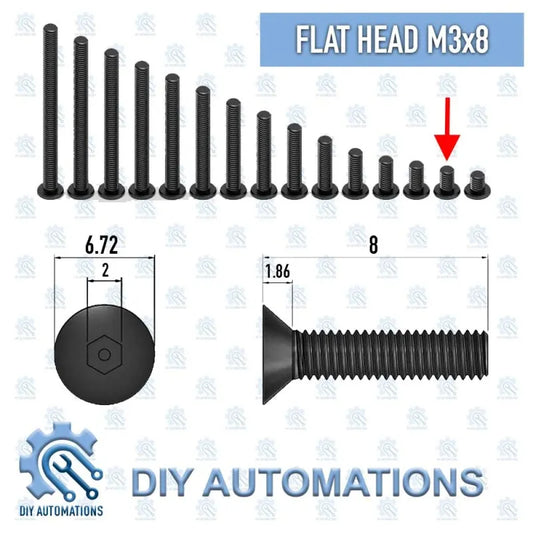 (Flat Head Counter Sink Screw) Csk M3x8 (BLACK)